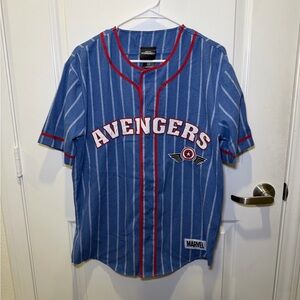 NWT Marvel Captain America Sam Wilson Striped Embroidered Unisex Baseball Jersey